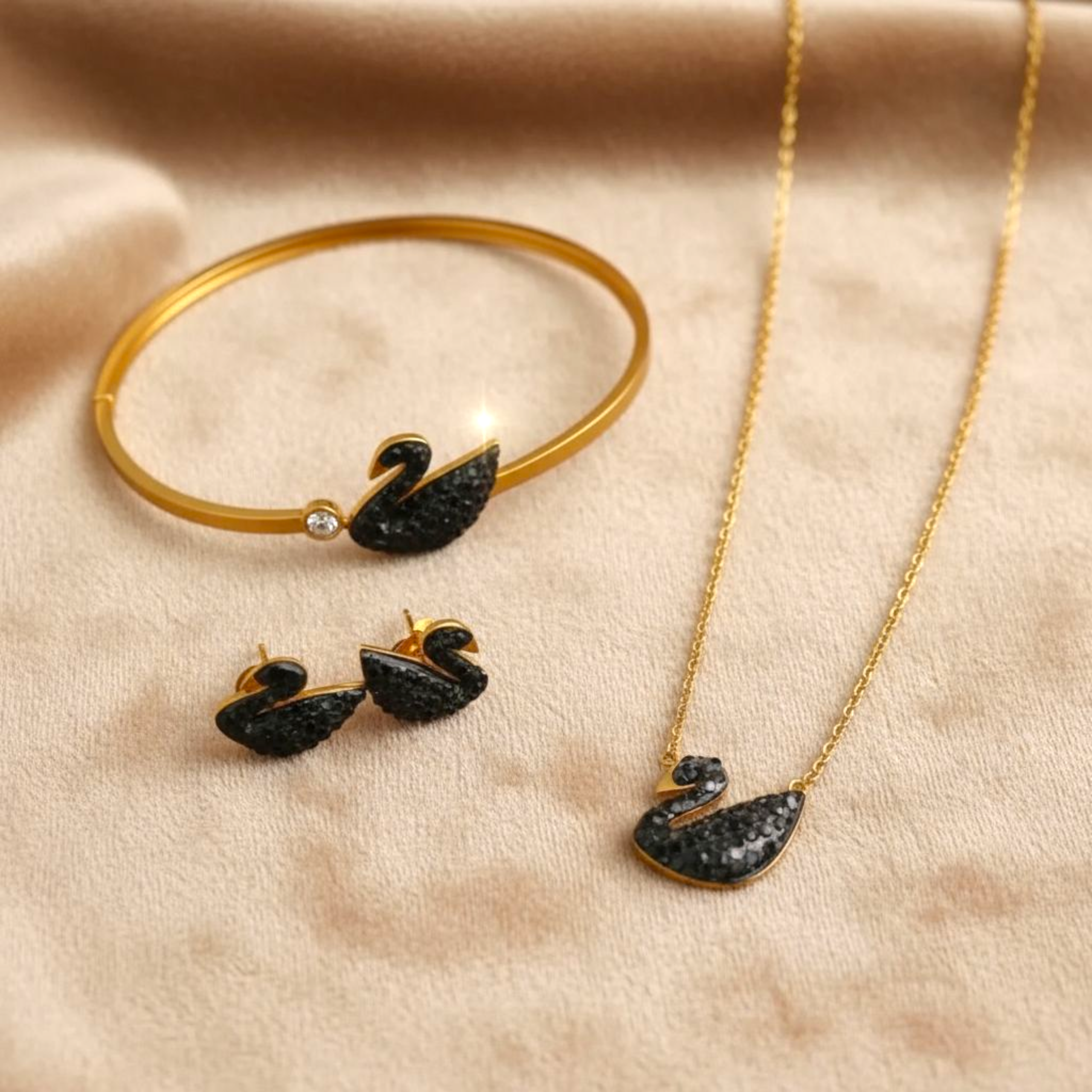 Black Swan 18K Gold Plated Set