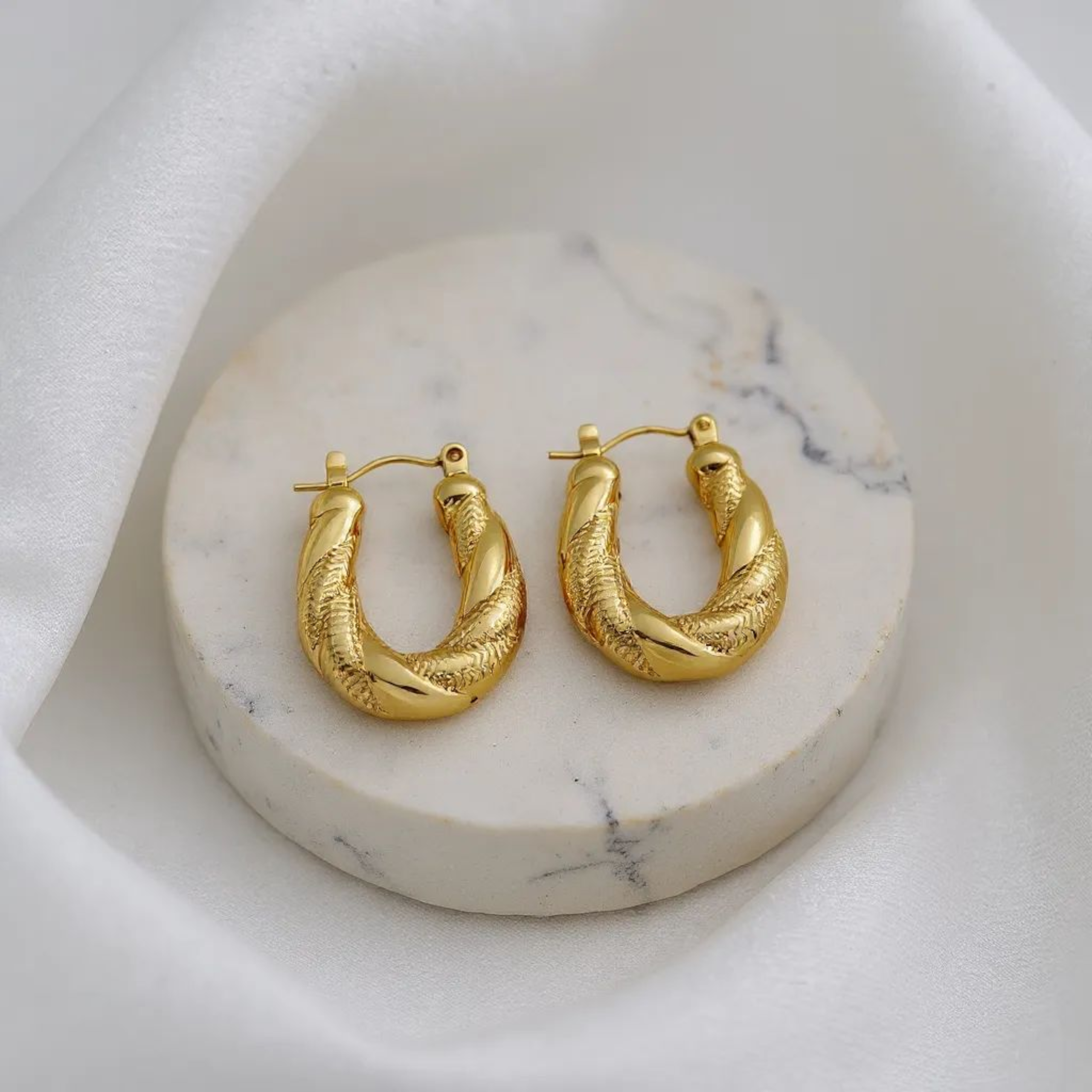 Twisted Hoop 18K Gold Plated Earrings