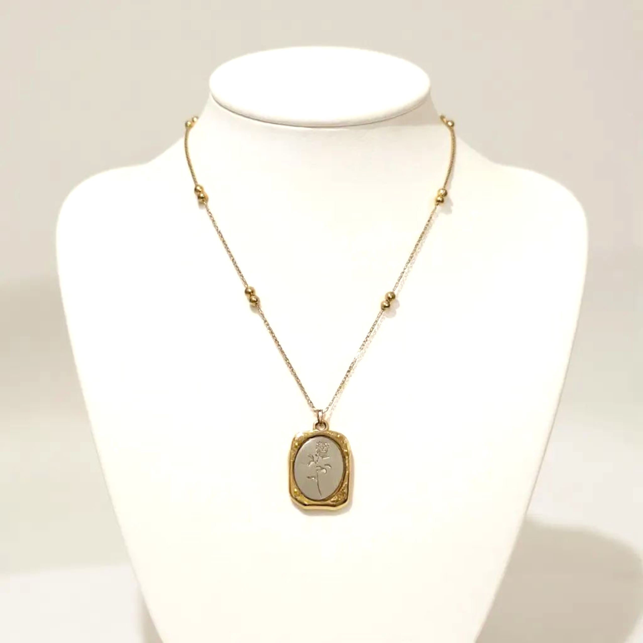 Victorian Rose Charm 18K Gold Plated Necklace