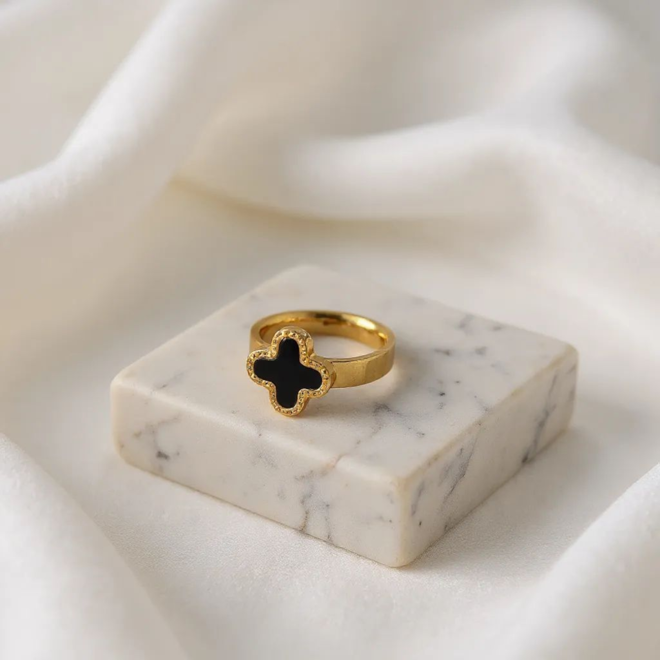 Black Clover 18K Gold Plated Ring