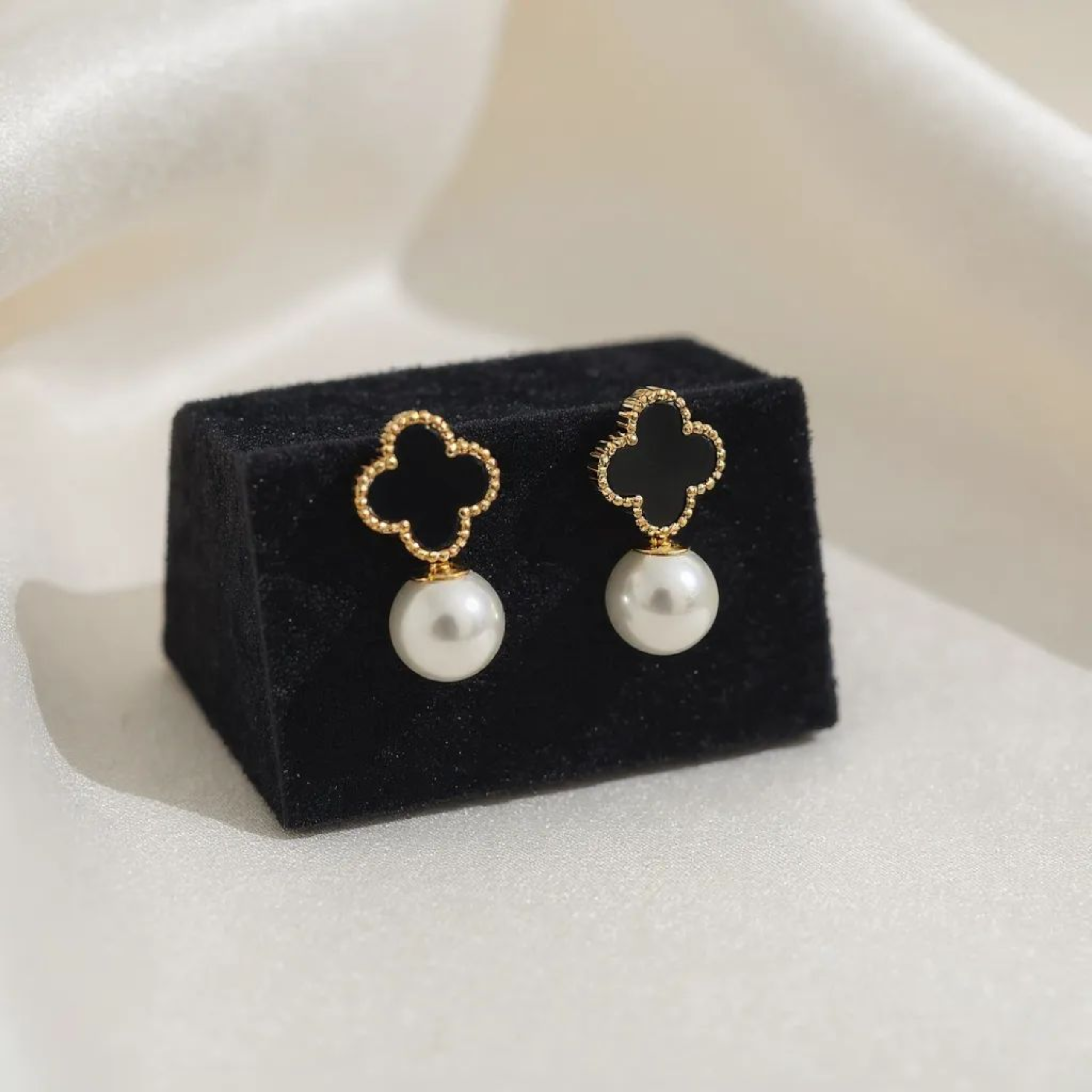 Clover with Pearl 18K Gold Plated Earrings