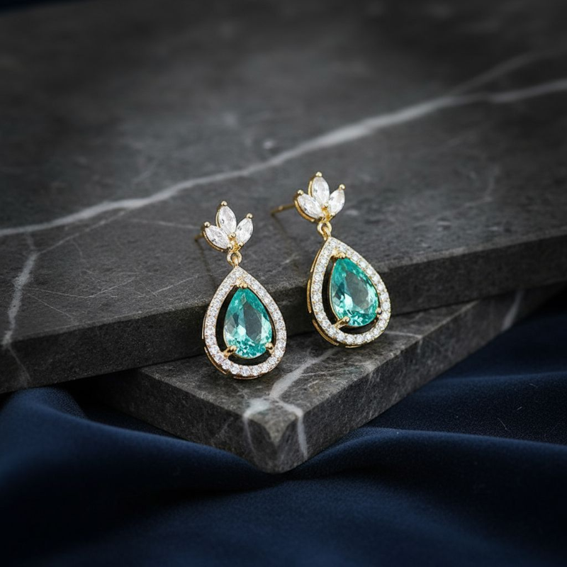 Turquoise Teardrop Gold Plated Earrings