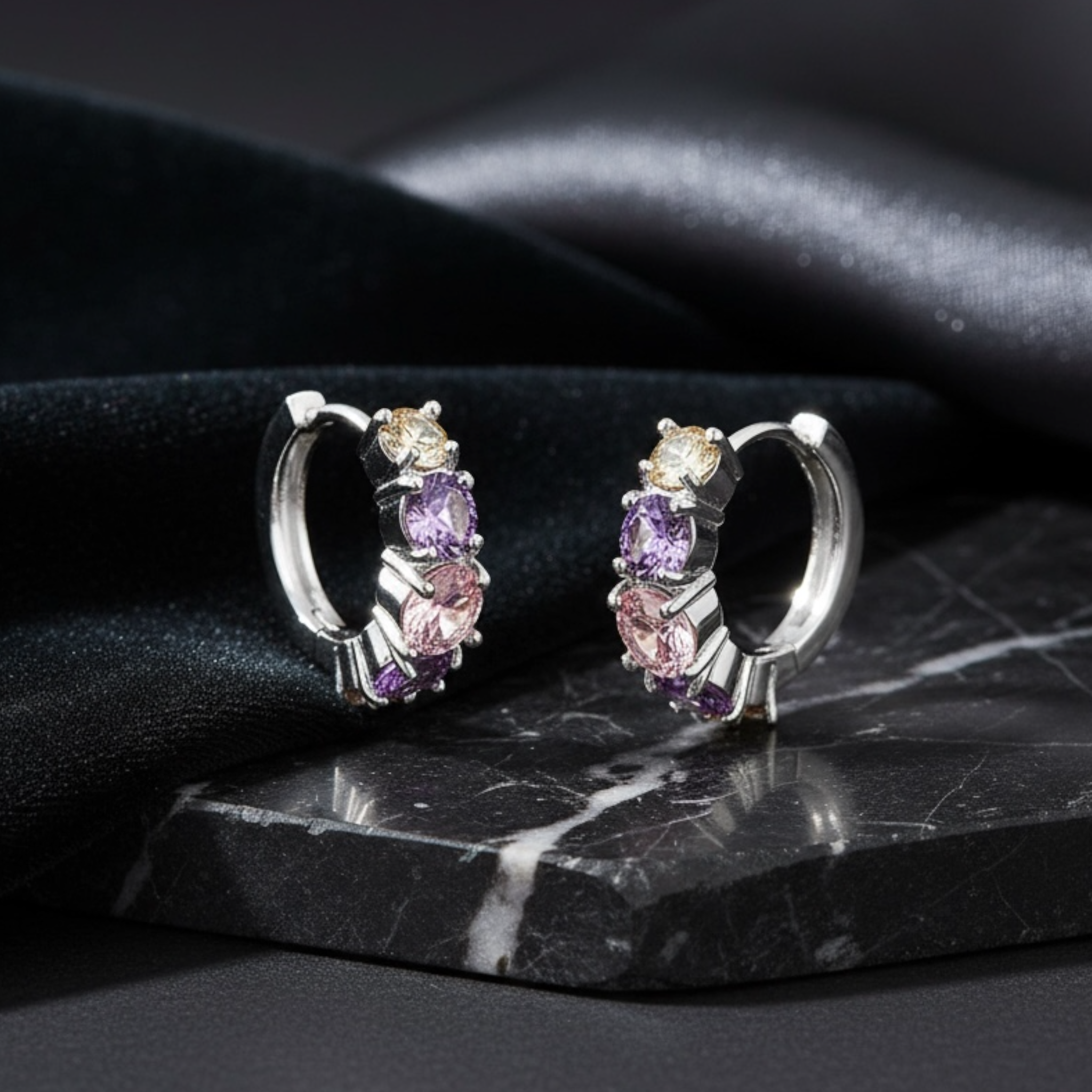 Aurora Bloom Silver Plated Hoops