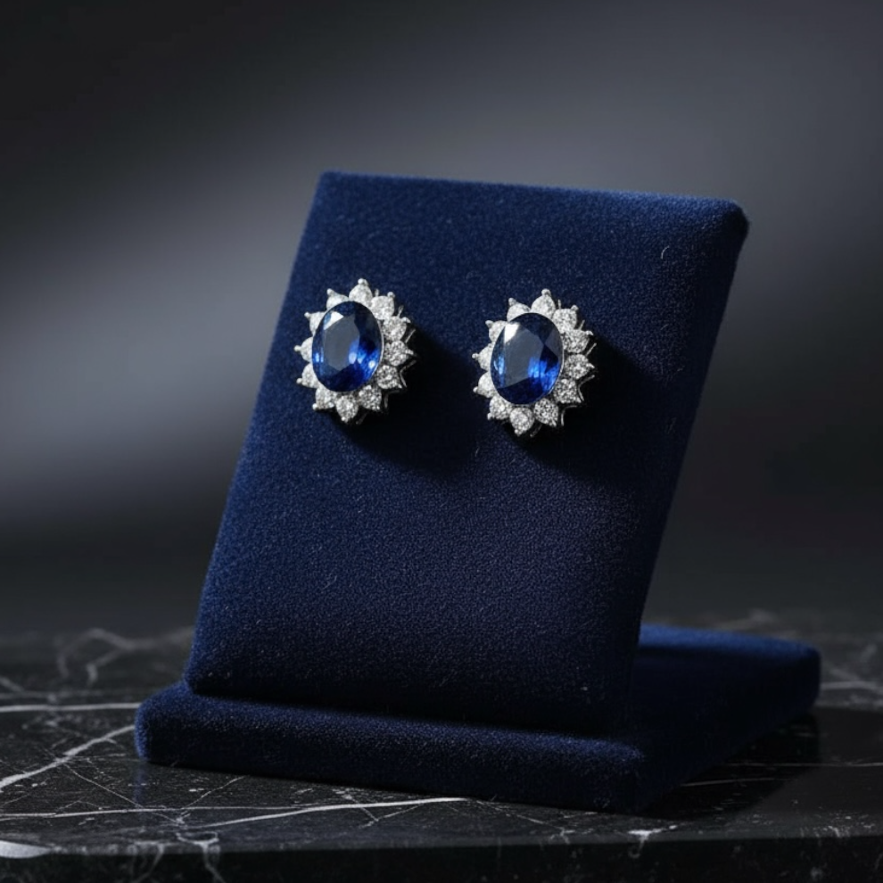 Royal Blue Silver Plated Studs