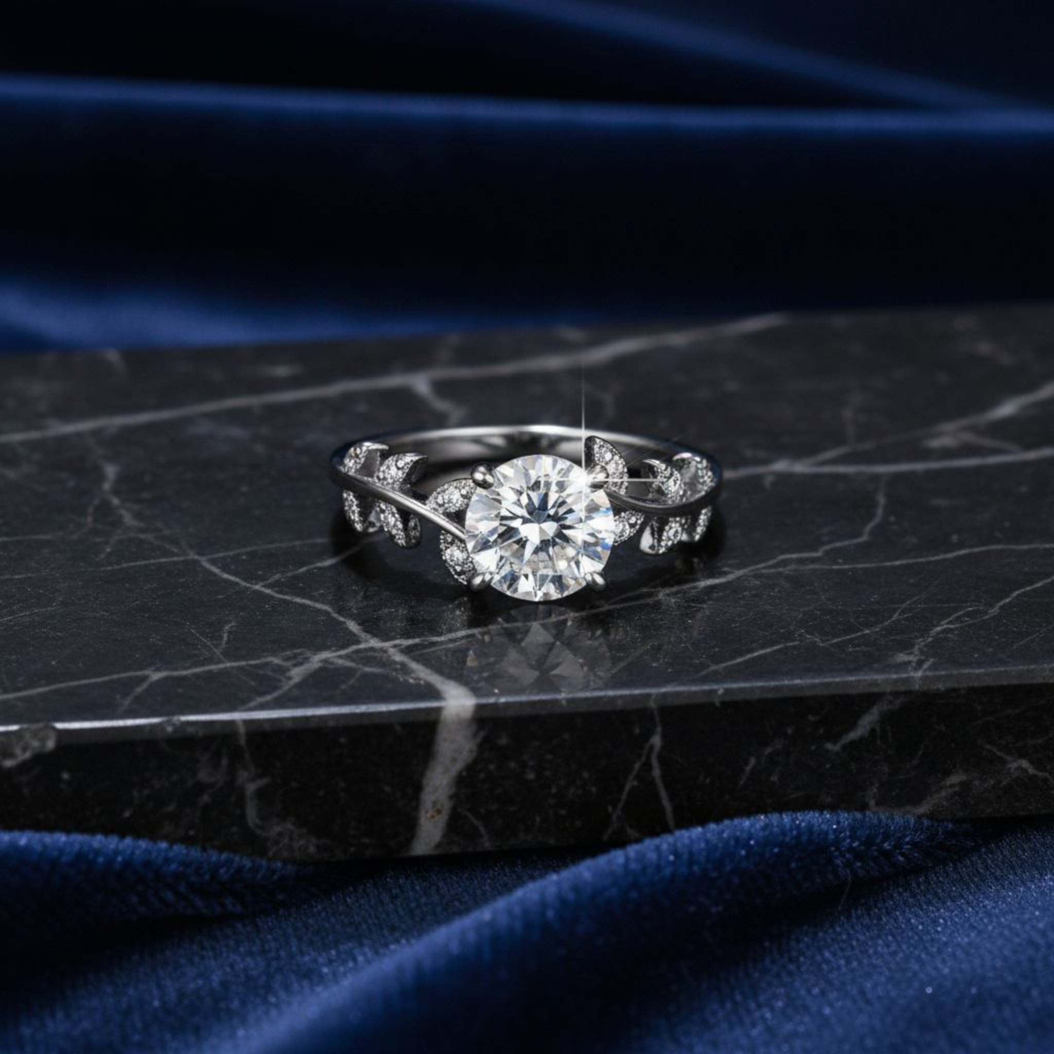 Dazzling Diamond Silver Plated Ring (Adjustable)