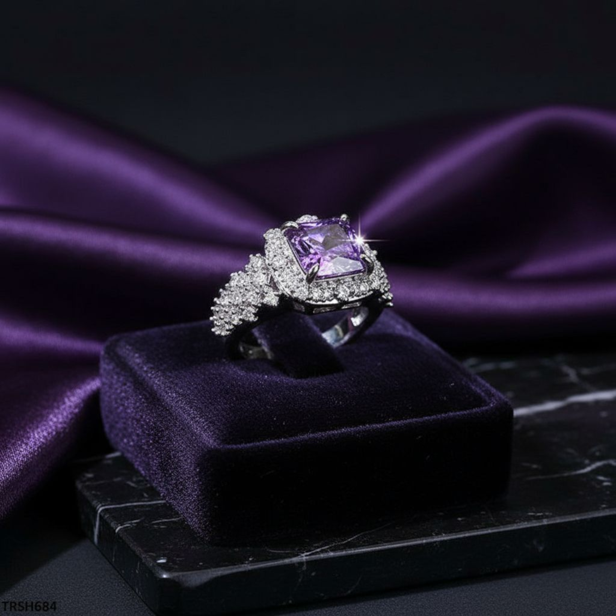 Violet Luxe Silver Plated Ring (Adjustable)