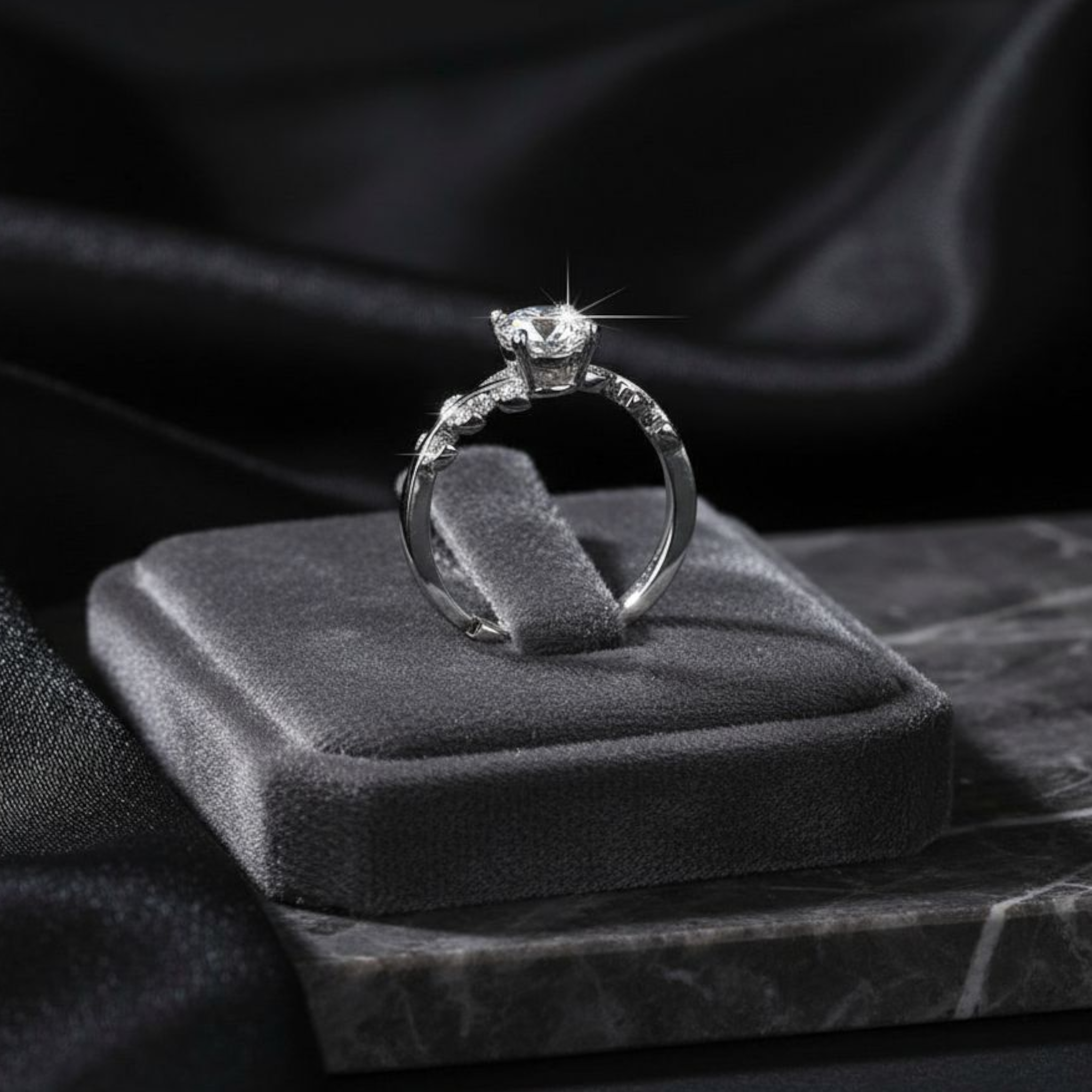 Dazzling Diamond Silver Plated Ring (Adjustable)