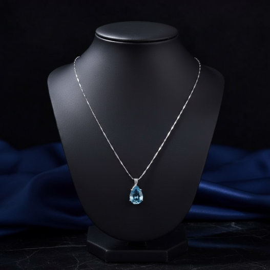 Sparkling Sky Teardrop Silver Plated Necklace