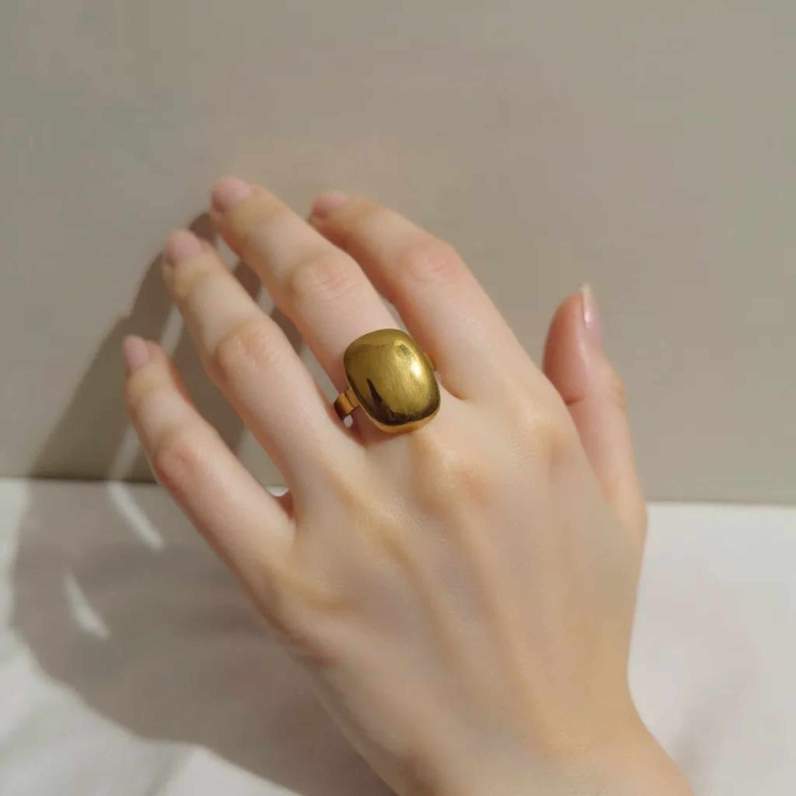 Square Minimalist 18K Gold Plated Ring (Adjustable)