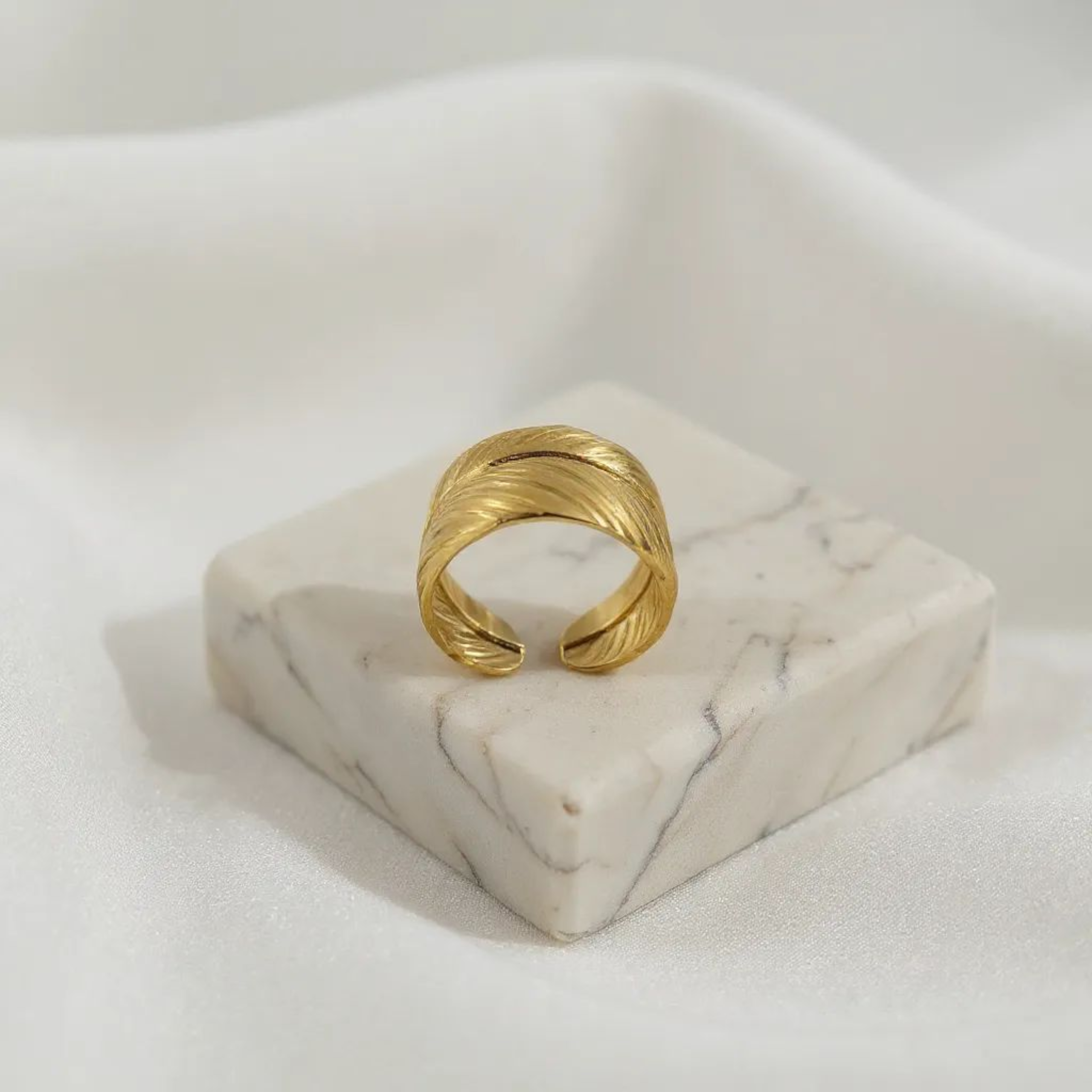 Leaf Style 18K Gold Plated Ring (Adjustable)