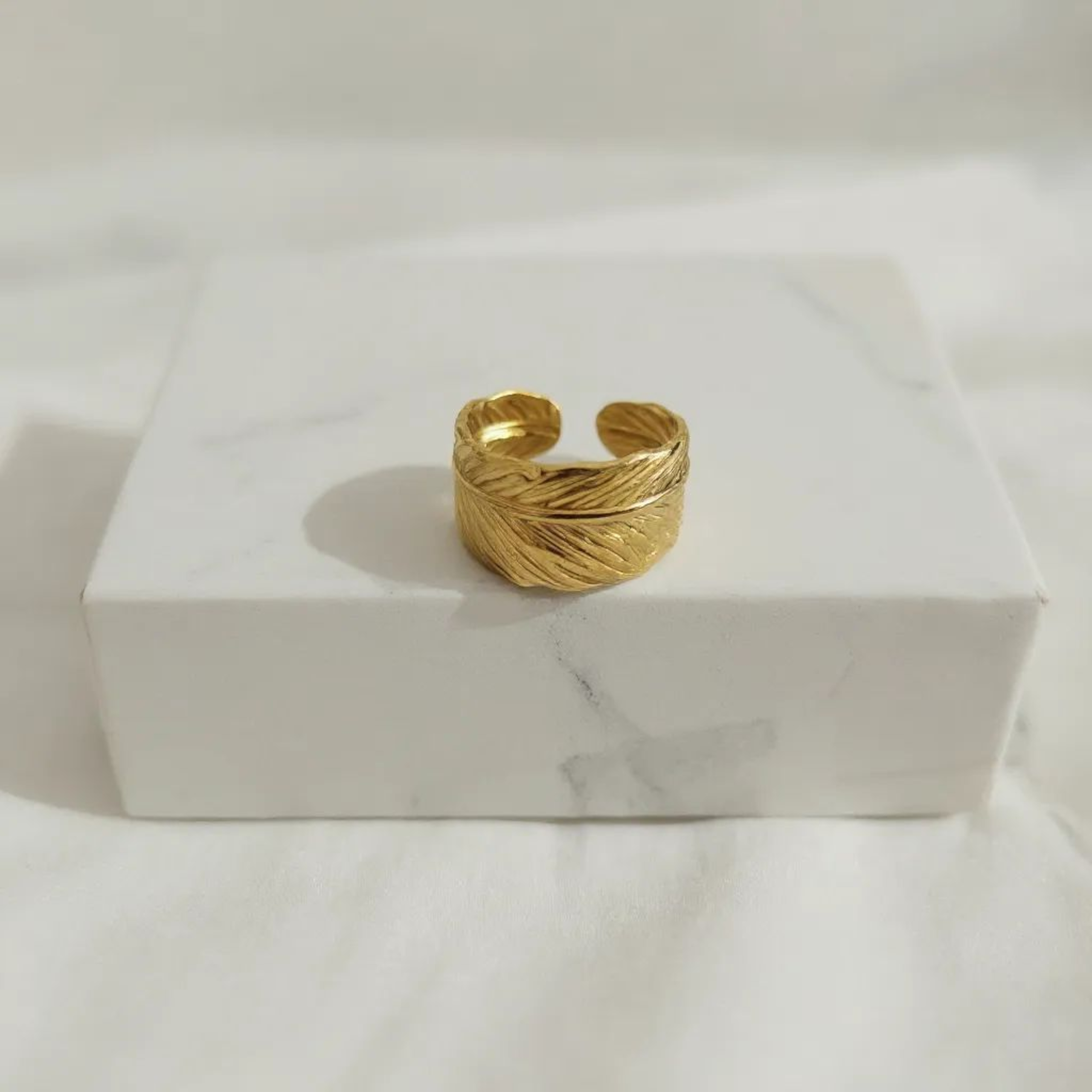 Leaf Style 18K Gold Plated Ring (Adjustable)