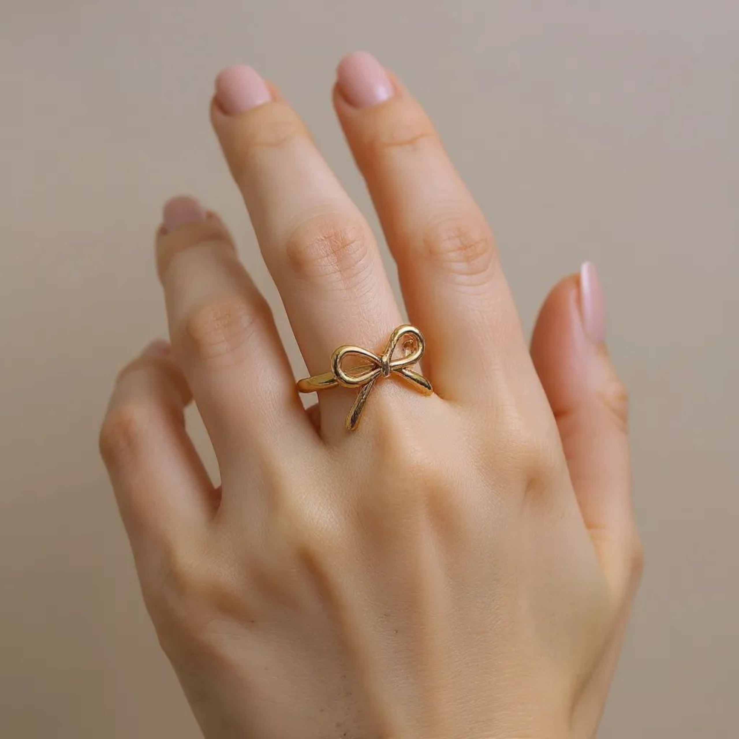 Bow Style 18K Gold Plated Ring (Adjustable)