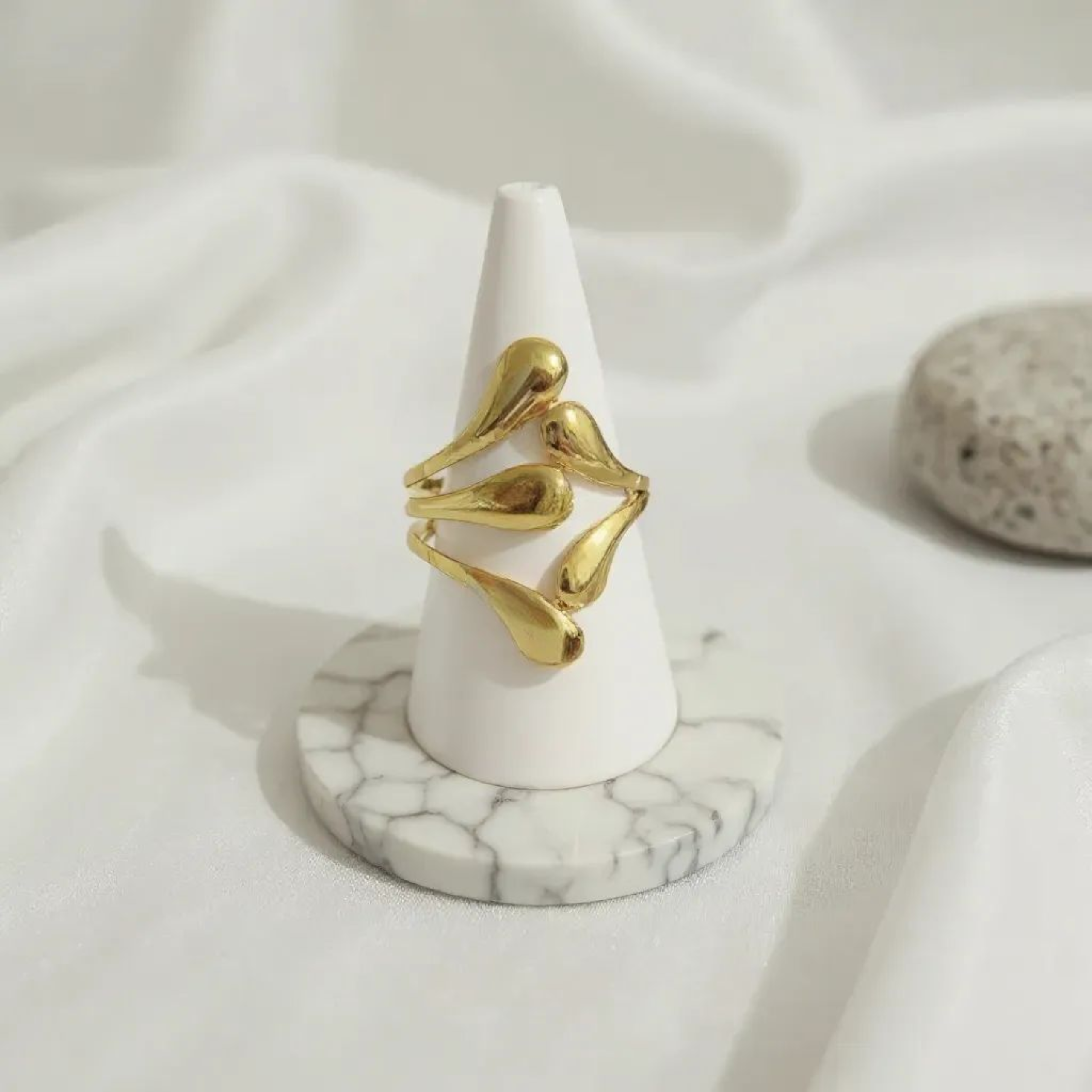 TearDrop 18K Gold Plated Ring (Adjustable)