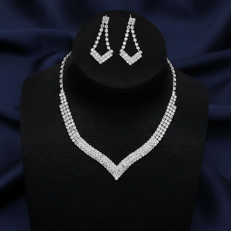 Vogue Glam Diamond Silver Plated Set