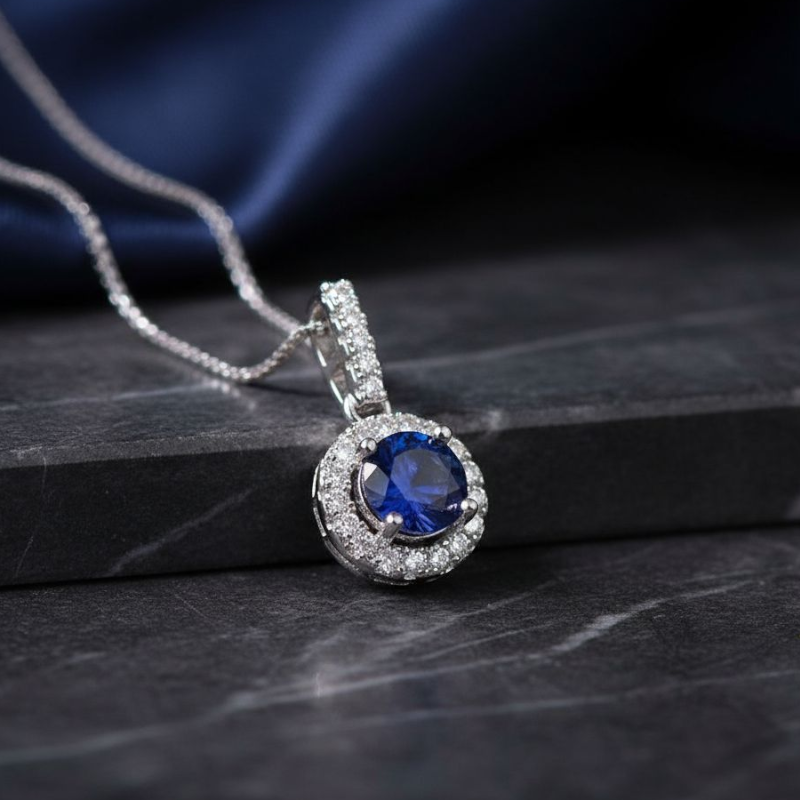 Blue Topaz Silver Plated Necklace