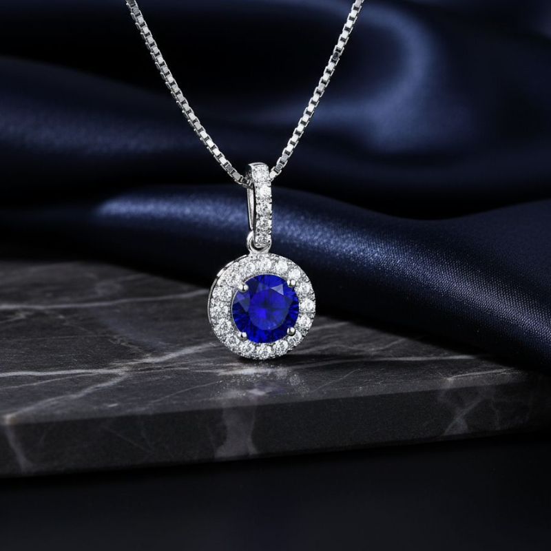 Blue Topaz Silver Plated Necklace