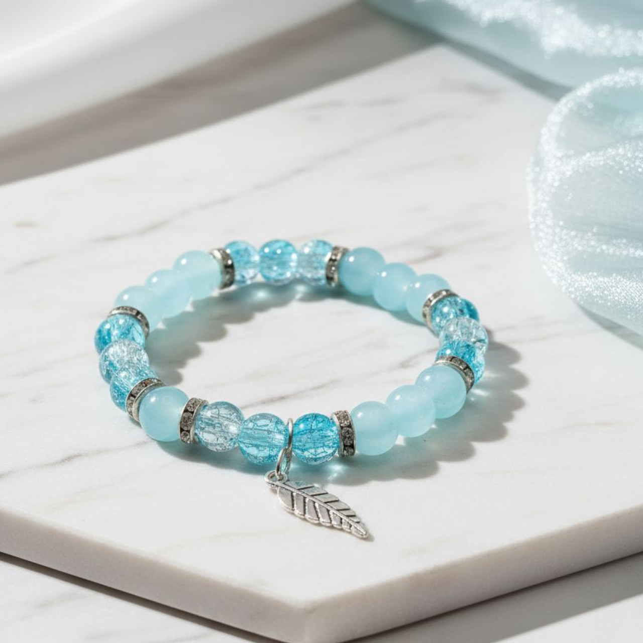 Aqua Glow Bead Bracelet