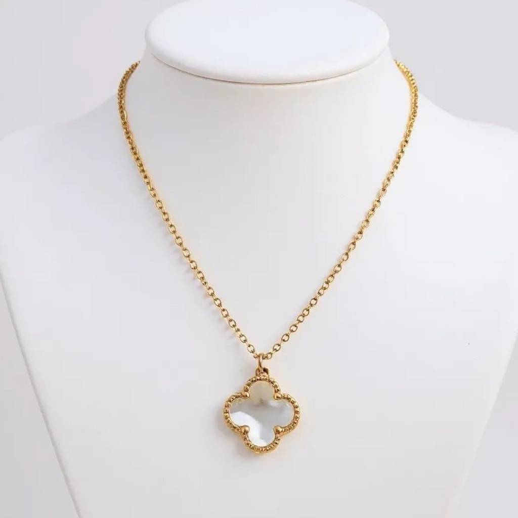 Double Sided Clover 18K Gold Plated Necklace