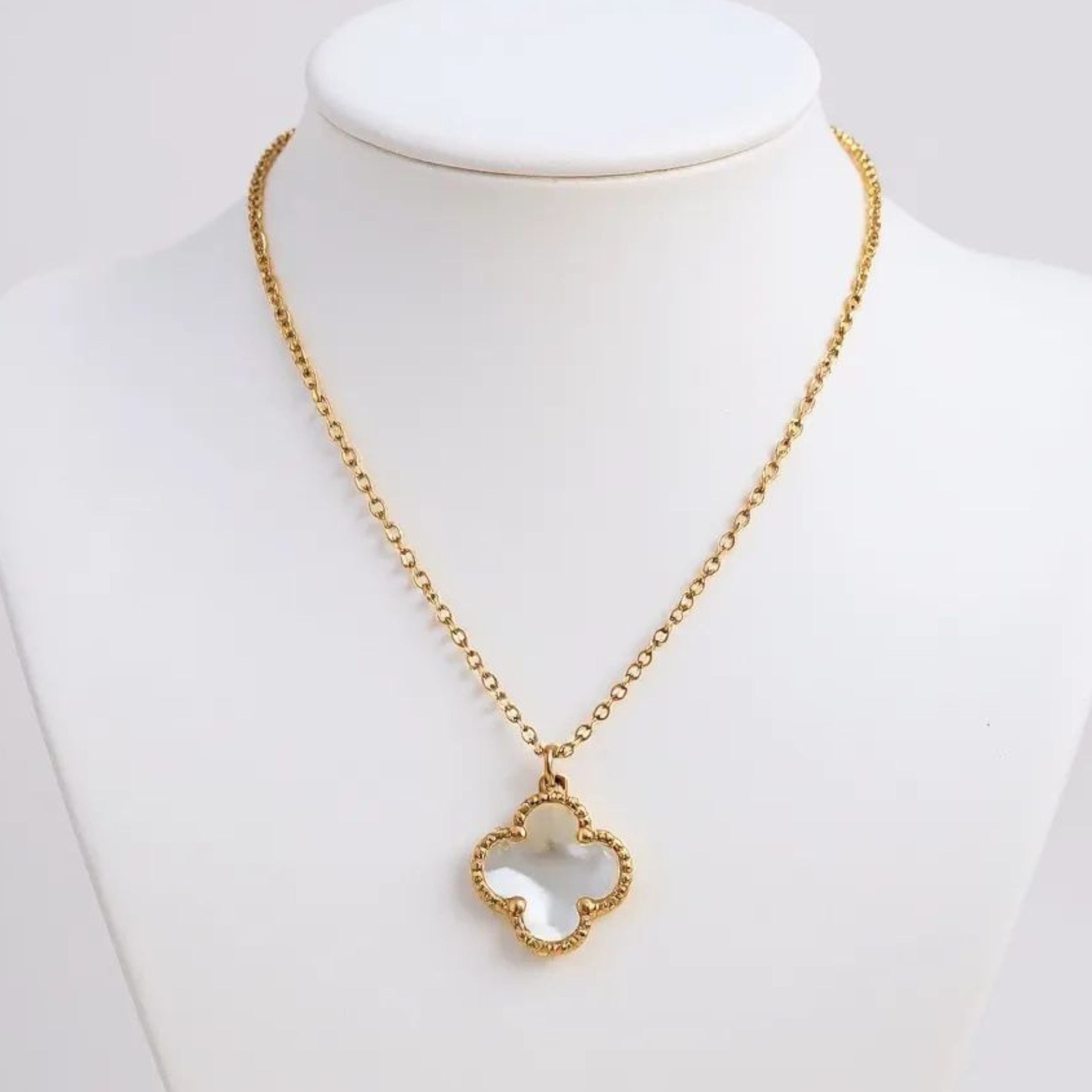 Double Sided Clover 18K Gold Plated Necklace