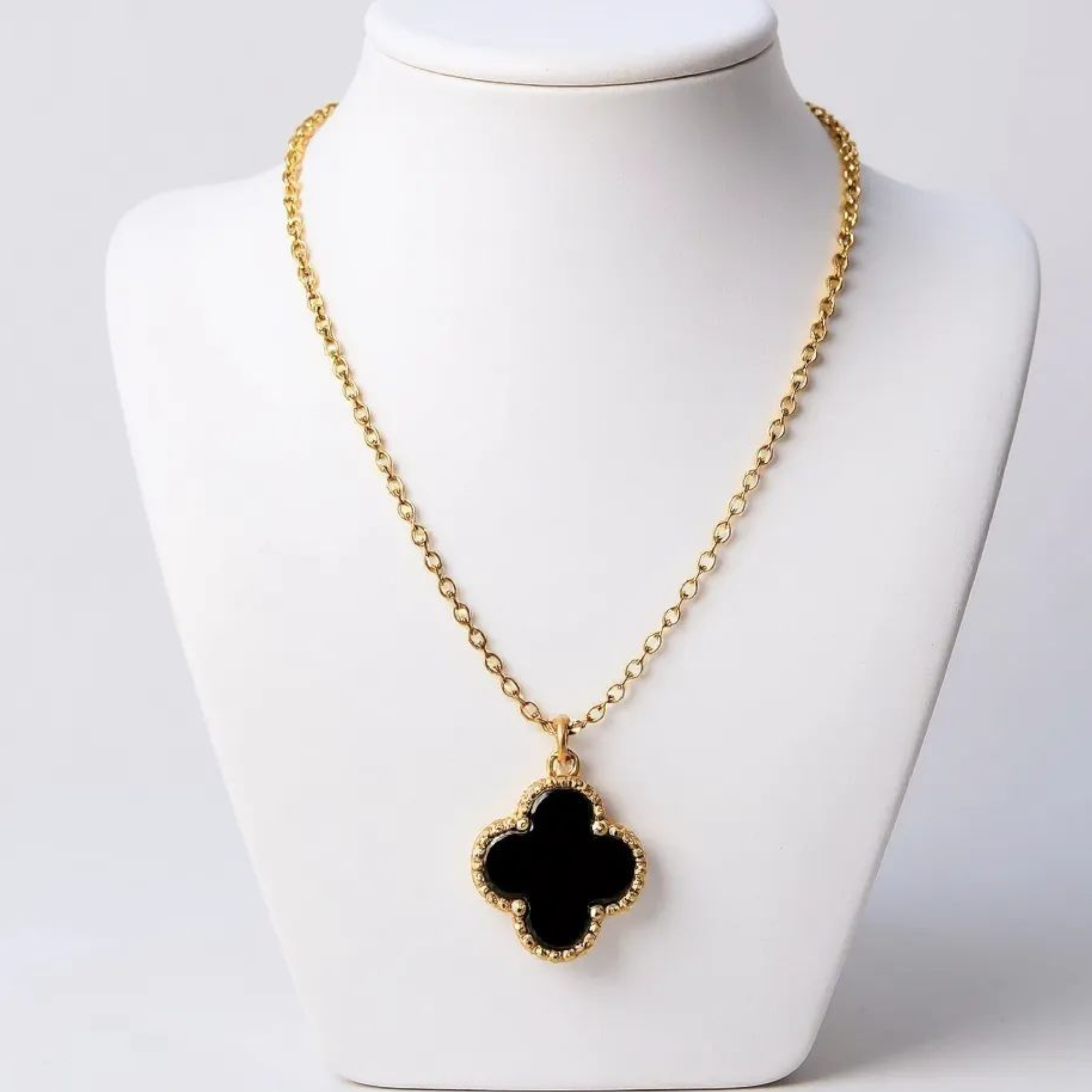 Double Sided Clover 18K Gold Plated Necklace