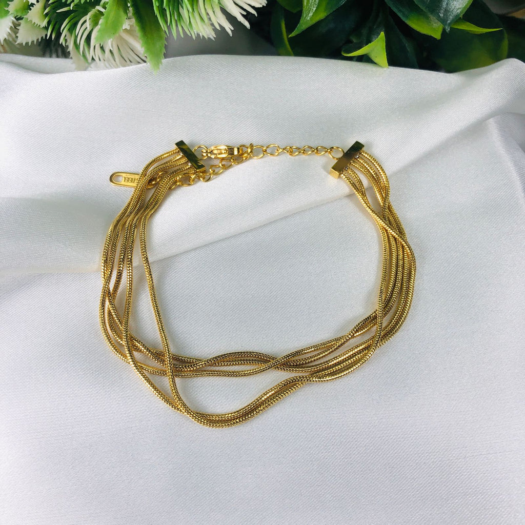 Multi Strand Chain 18K Gold Plated Bracelet