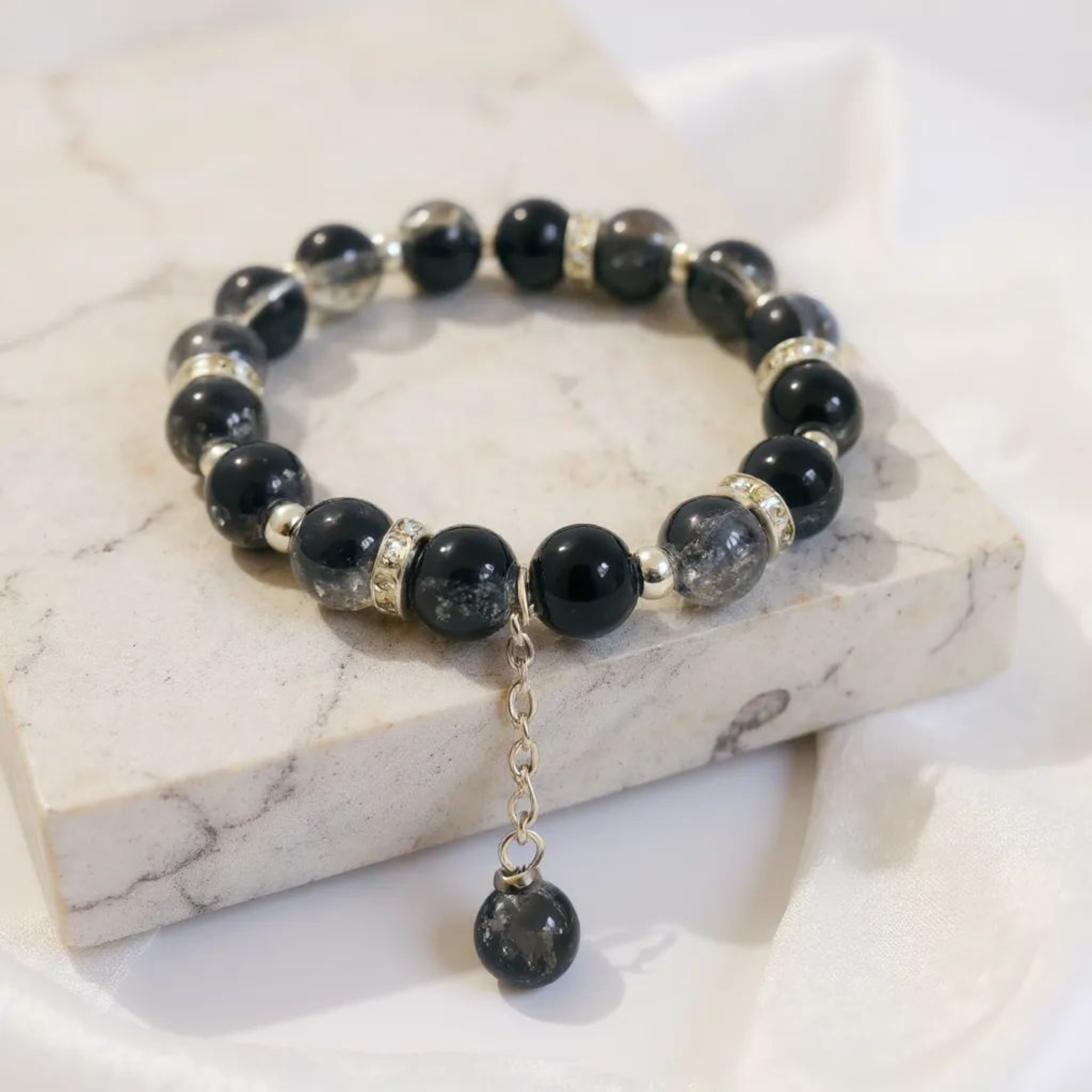 Black Crackle Beads Bracelet