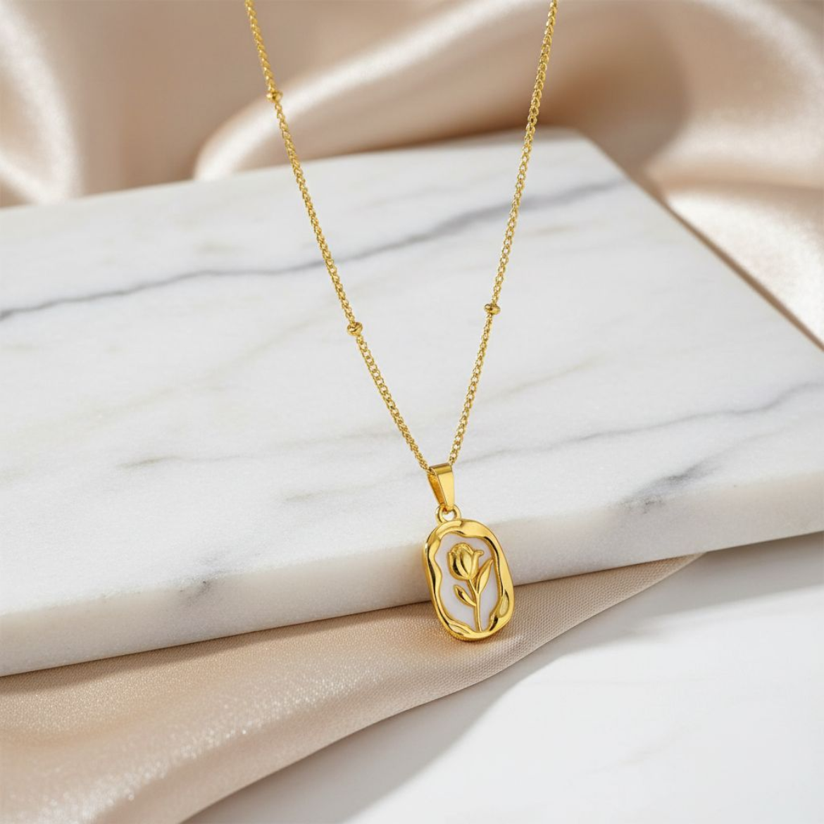 White Roselle 18K Gold Plated Necklace