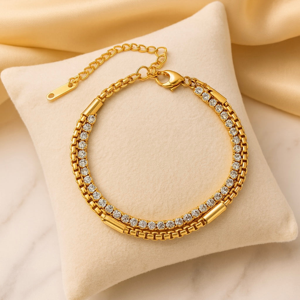Golden Link Chain 18K Gold Plated Bracelet