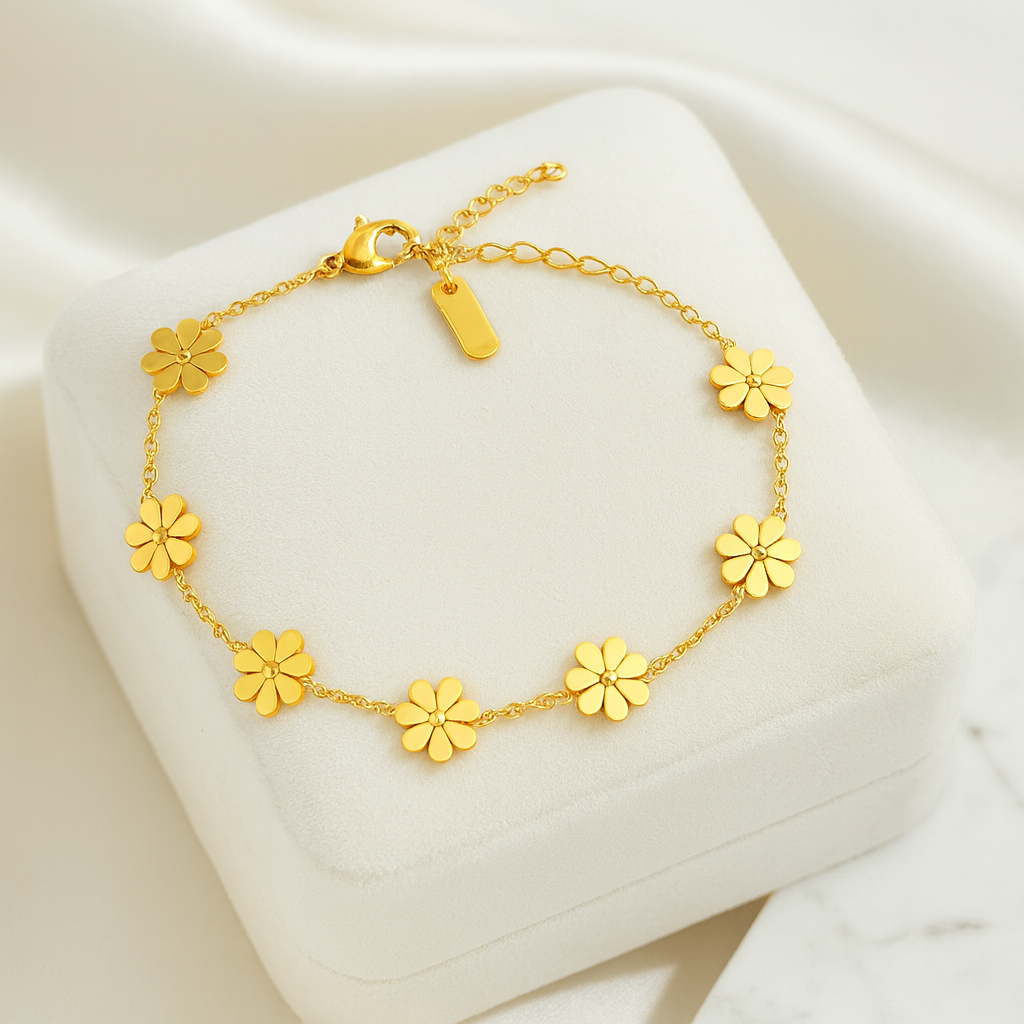 Delicate Flower 18K Gold Plated Bracelet