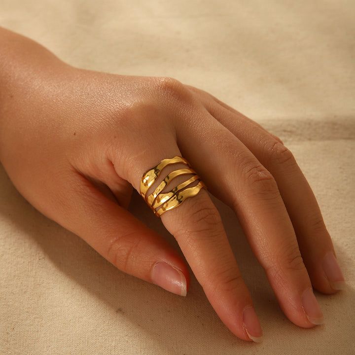 Tidal Wave 18K Gold Plated Ring (Adjustable)