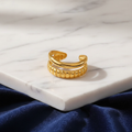Modern Groove 18K Gold Plated Ring (Adjustable)