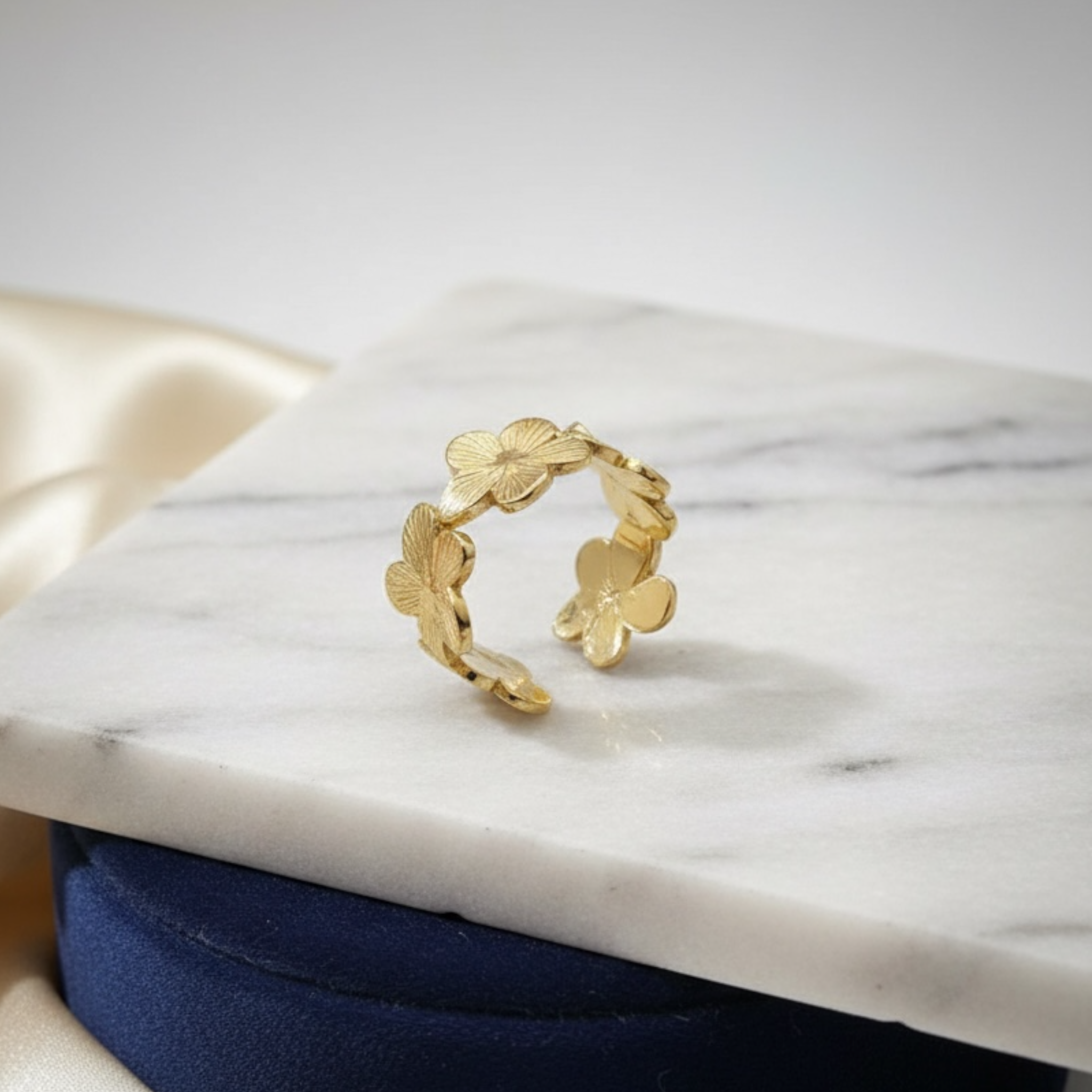 Floral Petals 18K Gold Plated Ring (Adjustable)