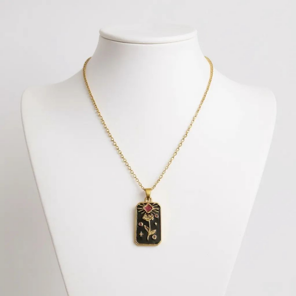 Red Rose 18K Gold Plated Necklace