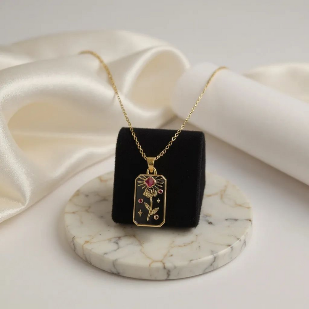 Red Rose 18K Gold Plated Necklace