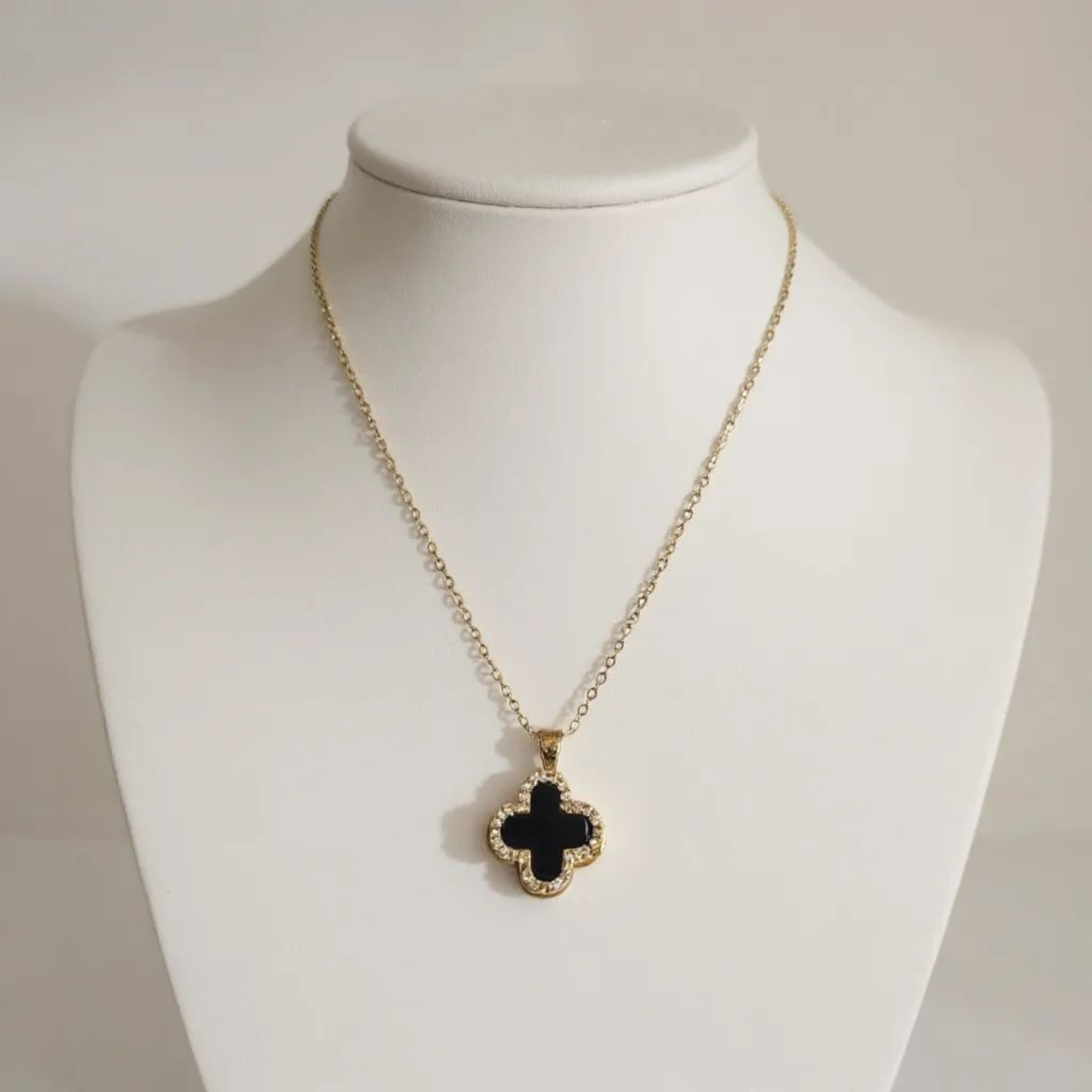 Black Clover Rotating 18K Gold Plated Necklace