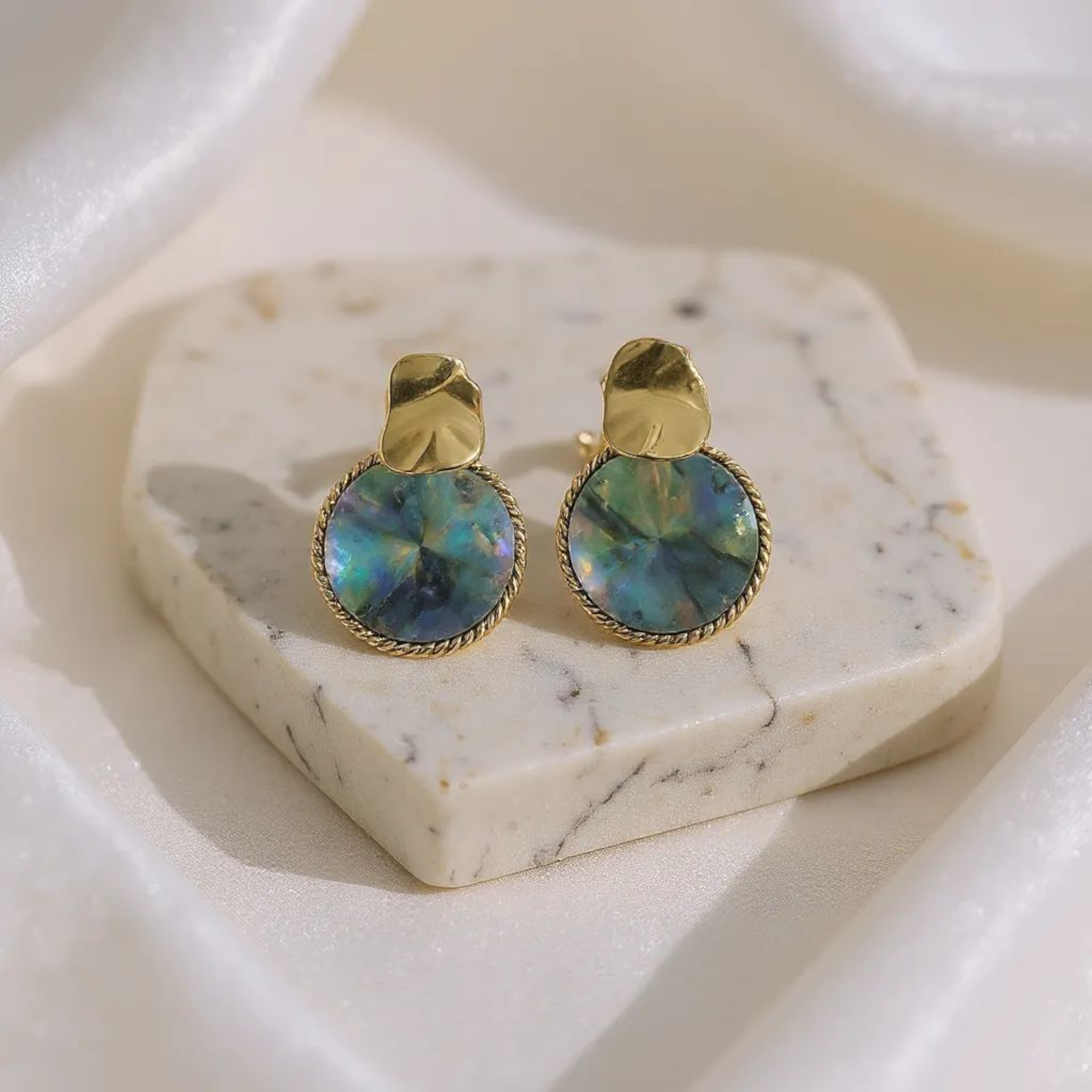 Abalone 18K Gold Plated Studs
