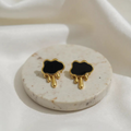 Raindrop Cloud Black 18K Gold Plated Studs