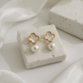 Clover with Pearl 18K Gold Plated Earrings