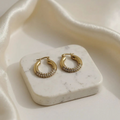 Rhinestone Hoop 18K Gold Plated Earrings