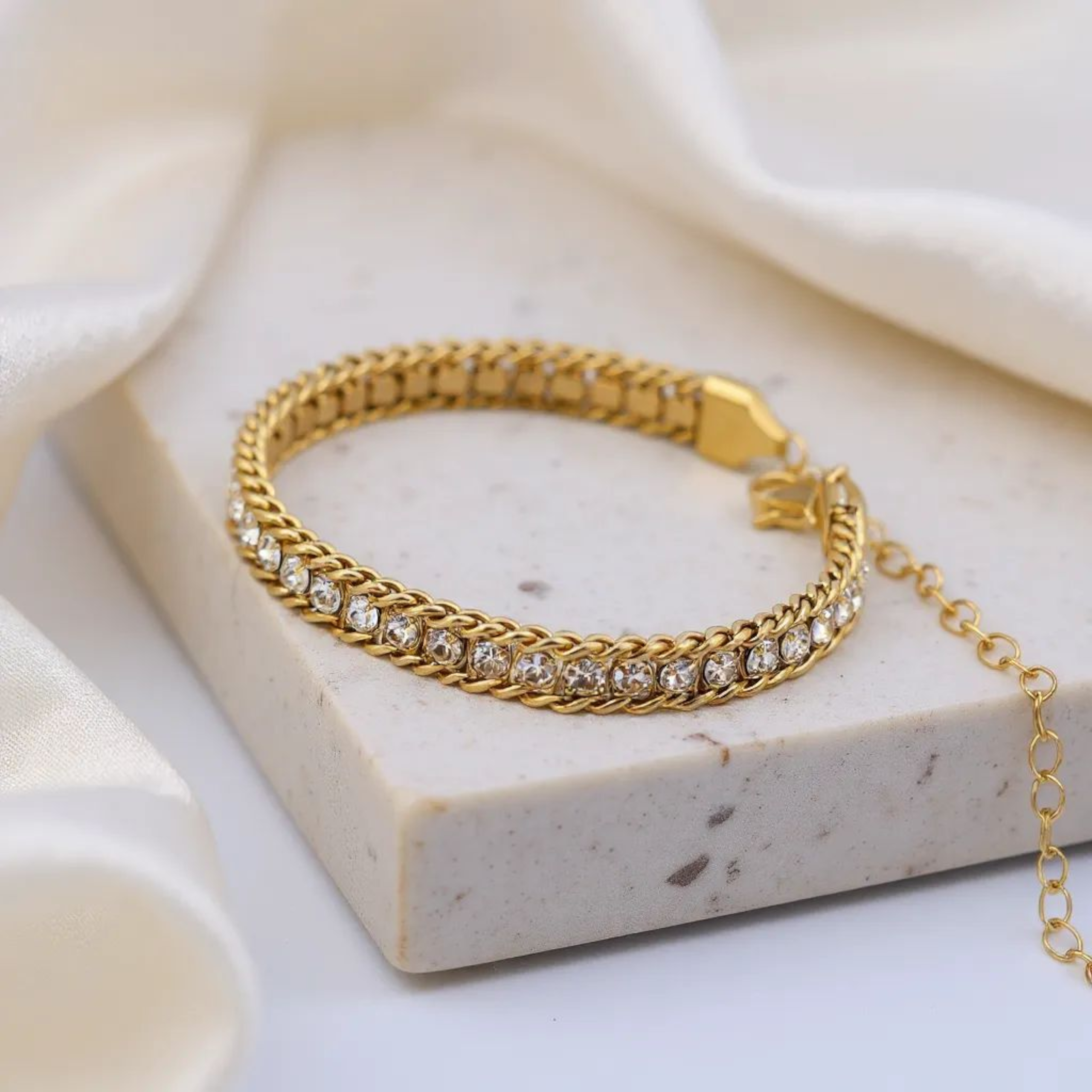 Diamond Line 18K Gold Plated Bracelet