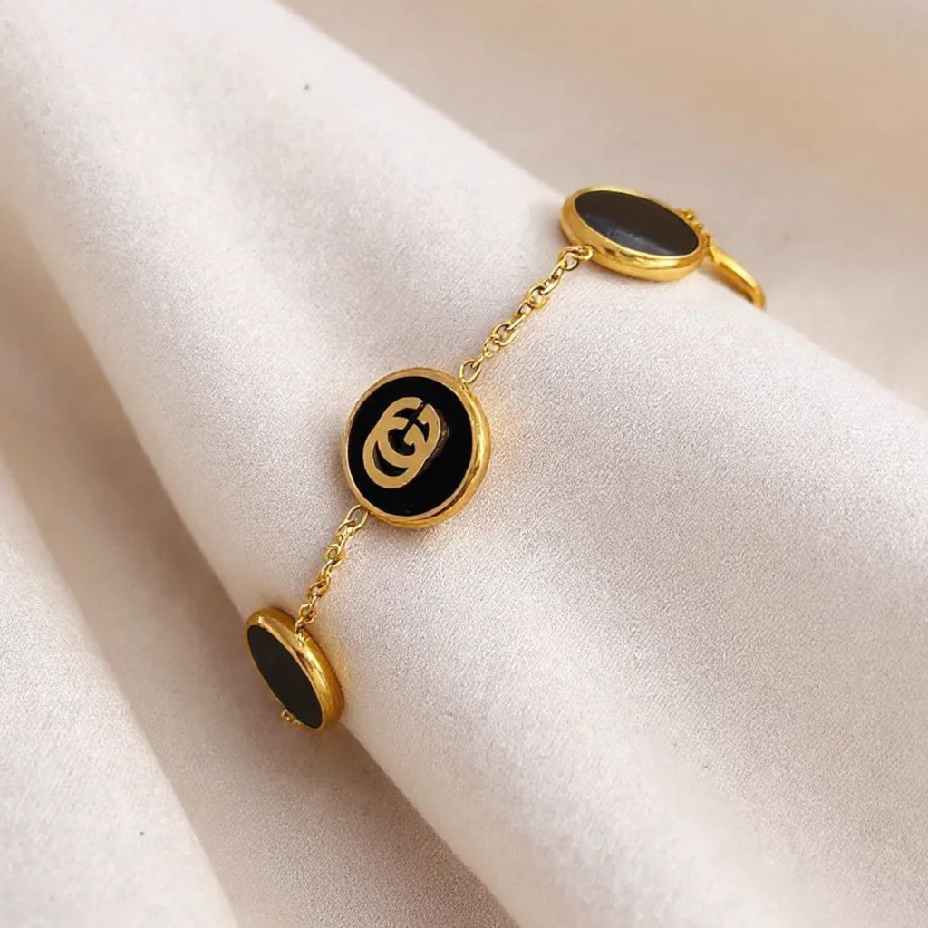 Chanel Black Link 18K Gold Plated Bracelet