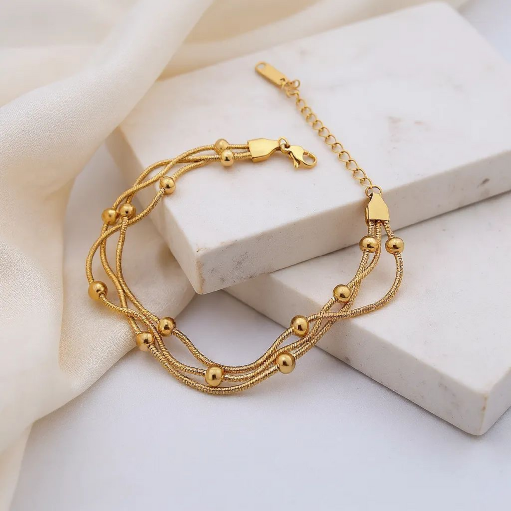 Triple Cord 18K Gold Plated Bracelet