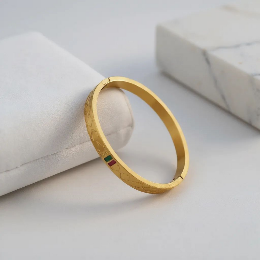 Carved Golden 18K Gold Plated Bangle