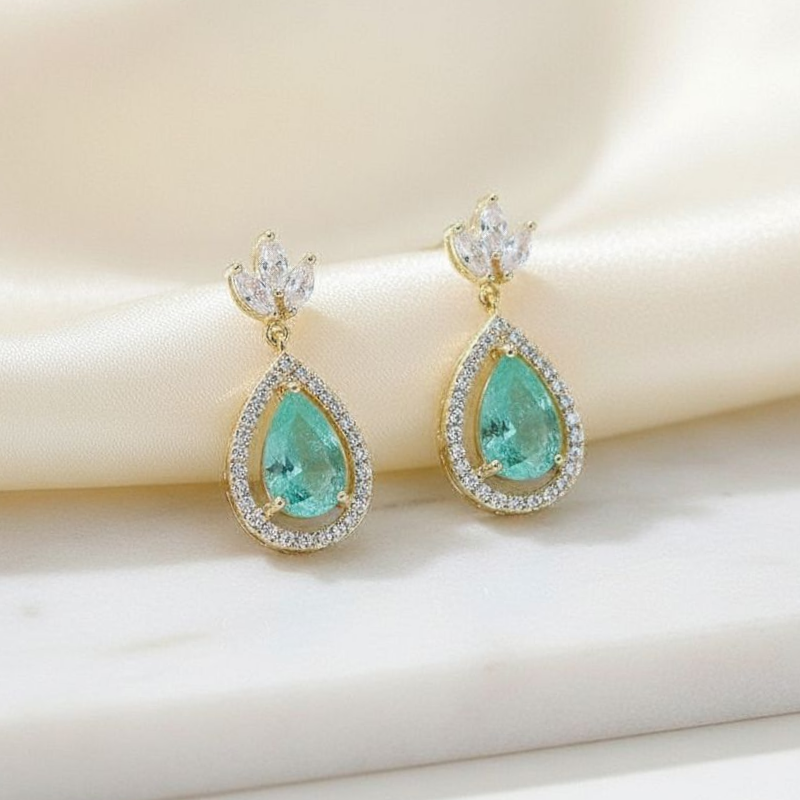 Turquoise Teardrop Gold Plated Earrings