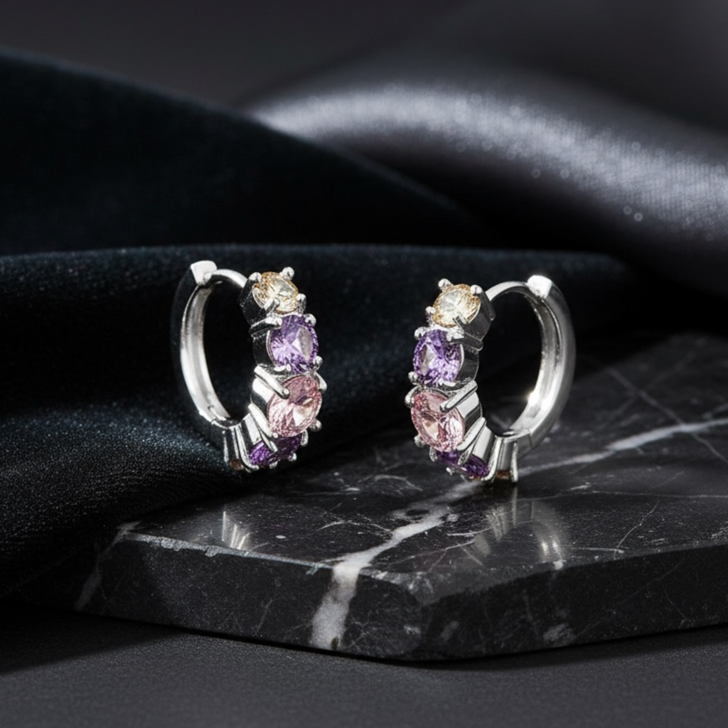 Aurora Bloom Silver Plated Hoops