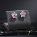 Pink Bloom Silver Plated Studs