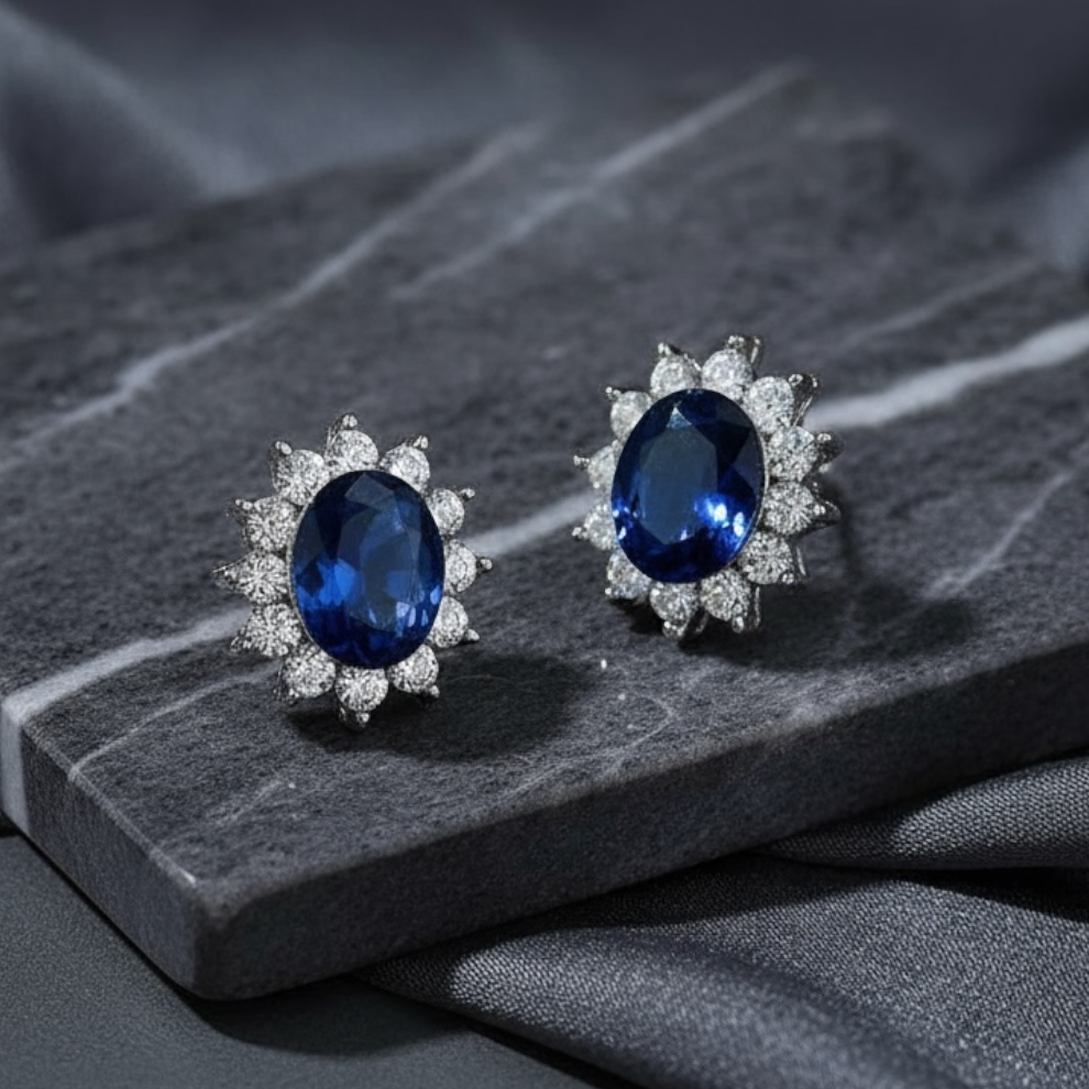 Royal Blue Silver Plated Studs