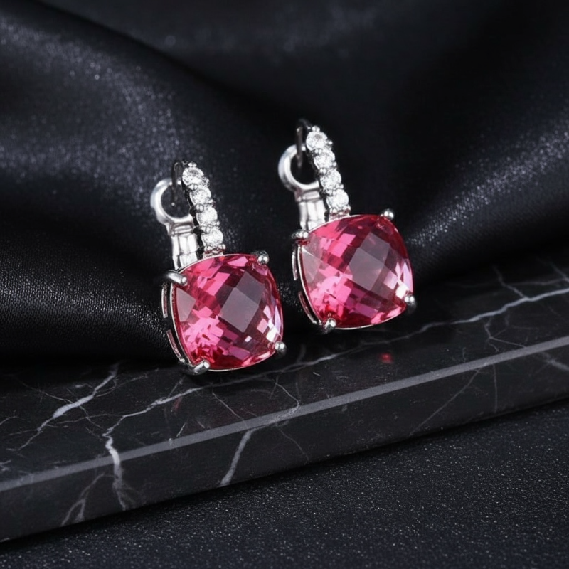 Ruby Gliss Silver Plated Hoops