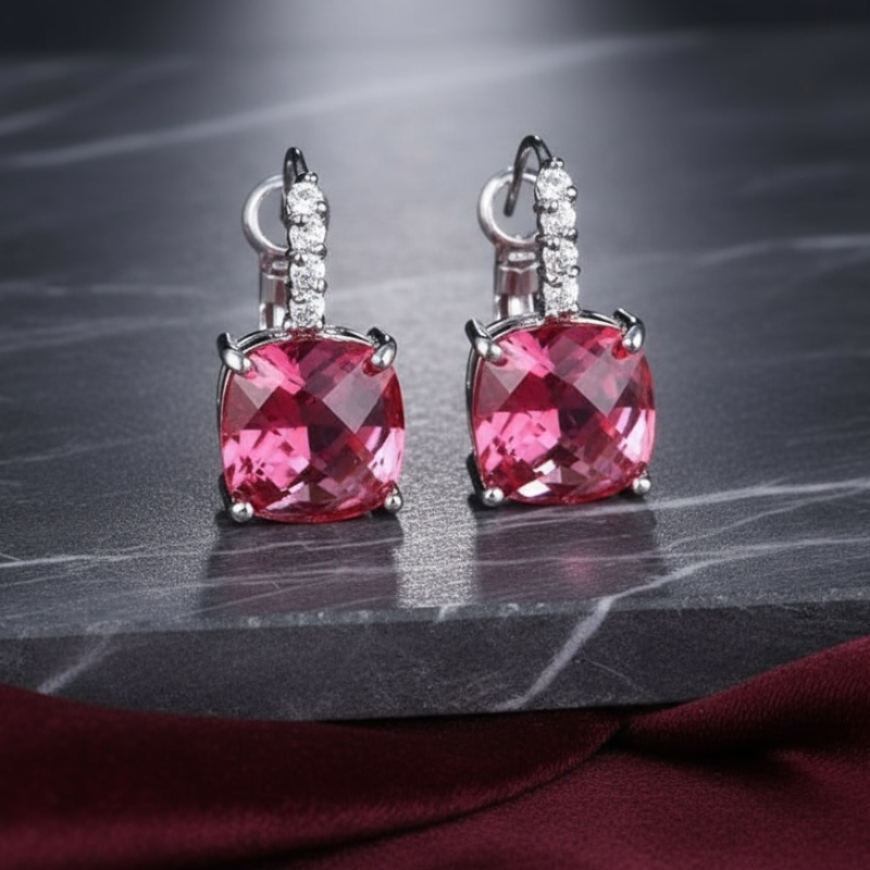 Ruby Gliss Silver Plated Hoops