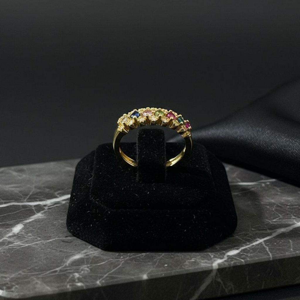 Multistone Gold Plated Ring (Adjustable)